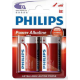 Blister 2 pilas Alkalinas C R14, 1,5V. (altísima duración y potencia), Philips